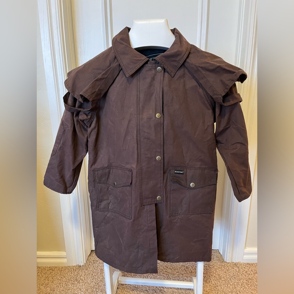 Resistance Adult Size 4XS XXXXS Oilskin Brown Duster Coat Kids Youth